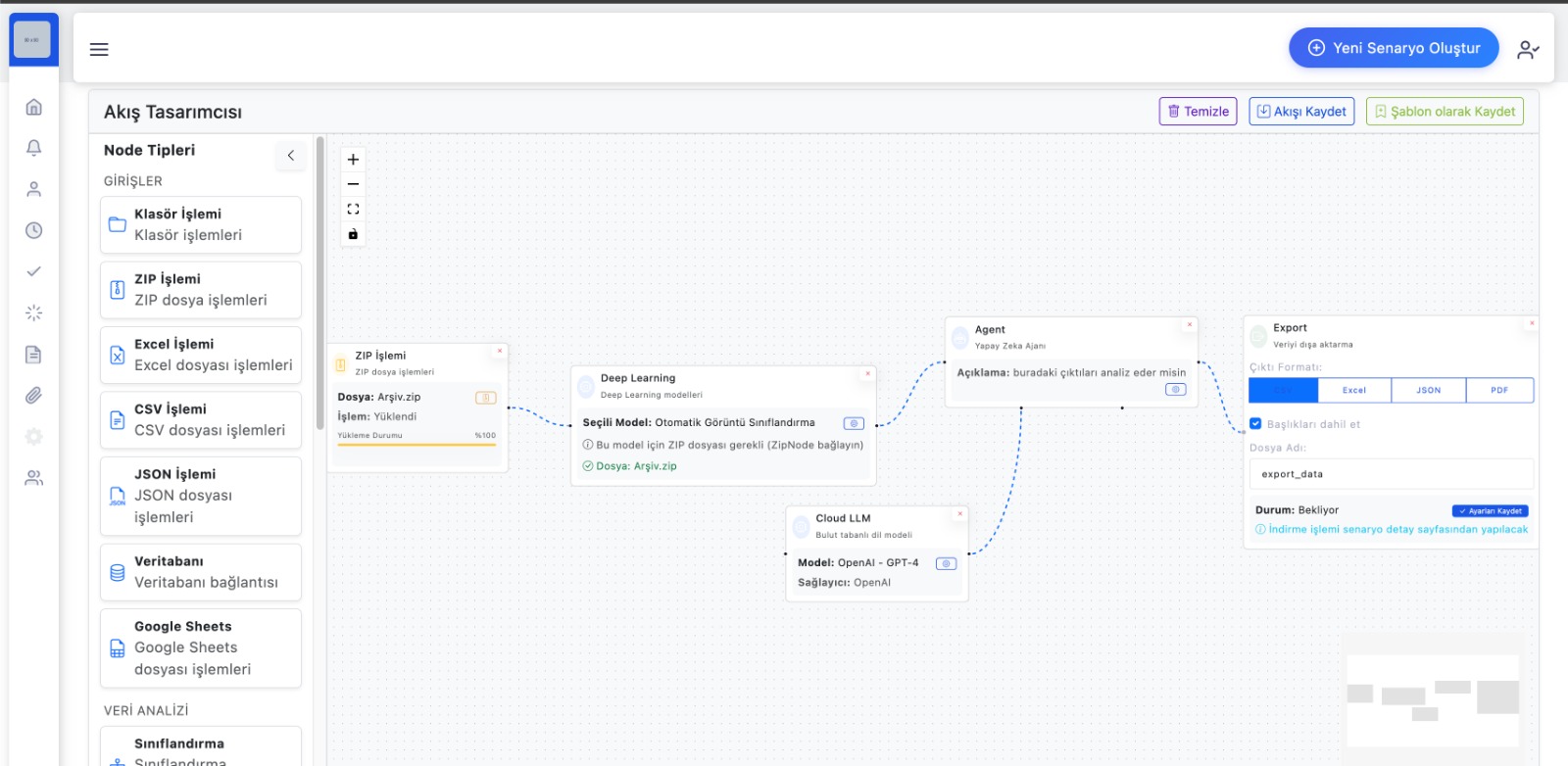 No-Code Yapay Zeka Platformu